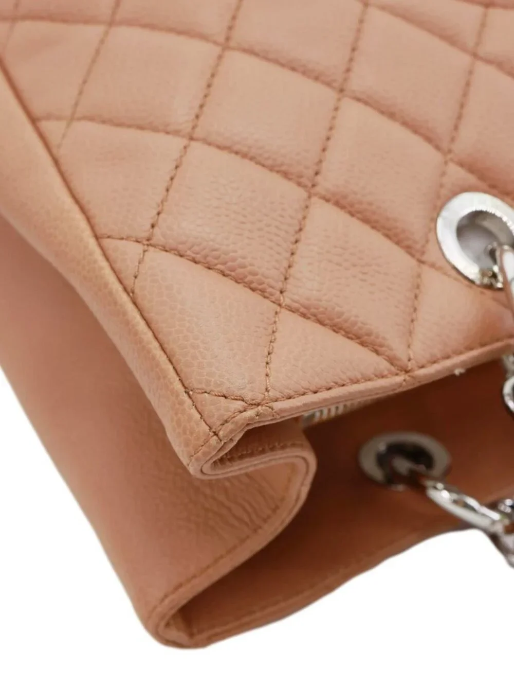 Chanel Grand Shopping Quilted Caviar Leather Tote Bag Nude